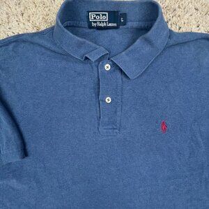 Polo Ralph Lauren Cotton Short Sleeve Polo Shirt w Pony Adult Size Large Blue